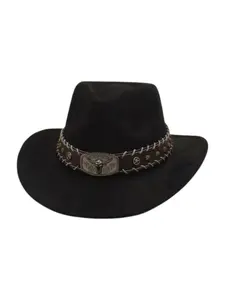 Unisex Vintage Western Cowboy Hat, Vintage Aesthetic, Wide Brim Sun Hat, Wide Brim Protection, Rivet Details, Casual Fitted Design, Perfect for Country Music Festivals & Daily Wear