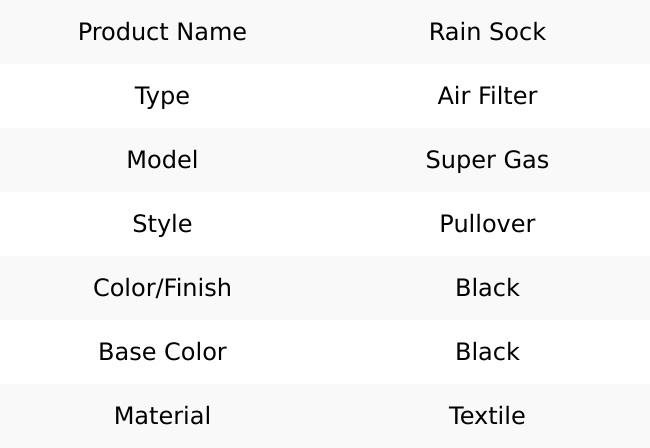 PERFORMANCE MACHINE (PM) Pullover Rain Sock - Black - Super Gas Air Cleaners