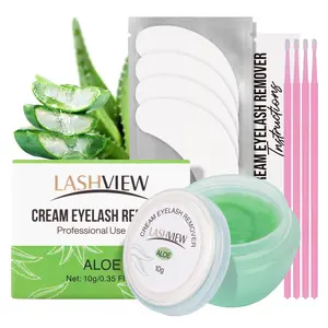Eyelash Extension Remover Cream Gentle Aloe Vera Formula, Lash Removal Kit with Eye Patches & Cotton Swabs(10g)