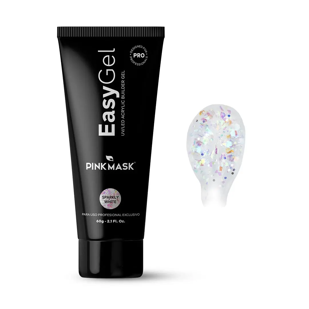 Shimmer White Polygel, 2 oz - Sturdy Hema-Free Formula, Nail Care Cosmetic for At-Home Manicures and Nail Art, Glitter, Odorless, Sparkle Gel Nail Polish