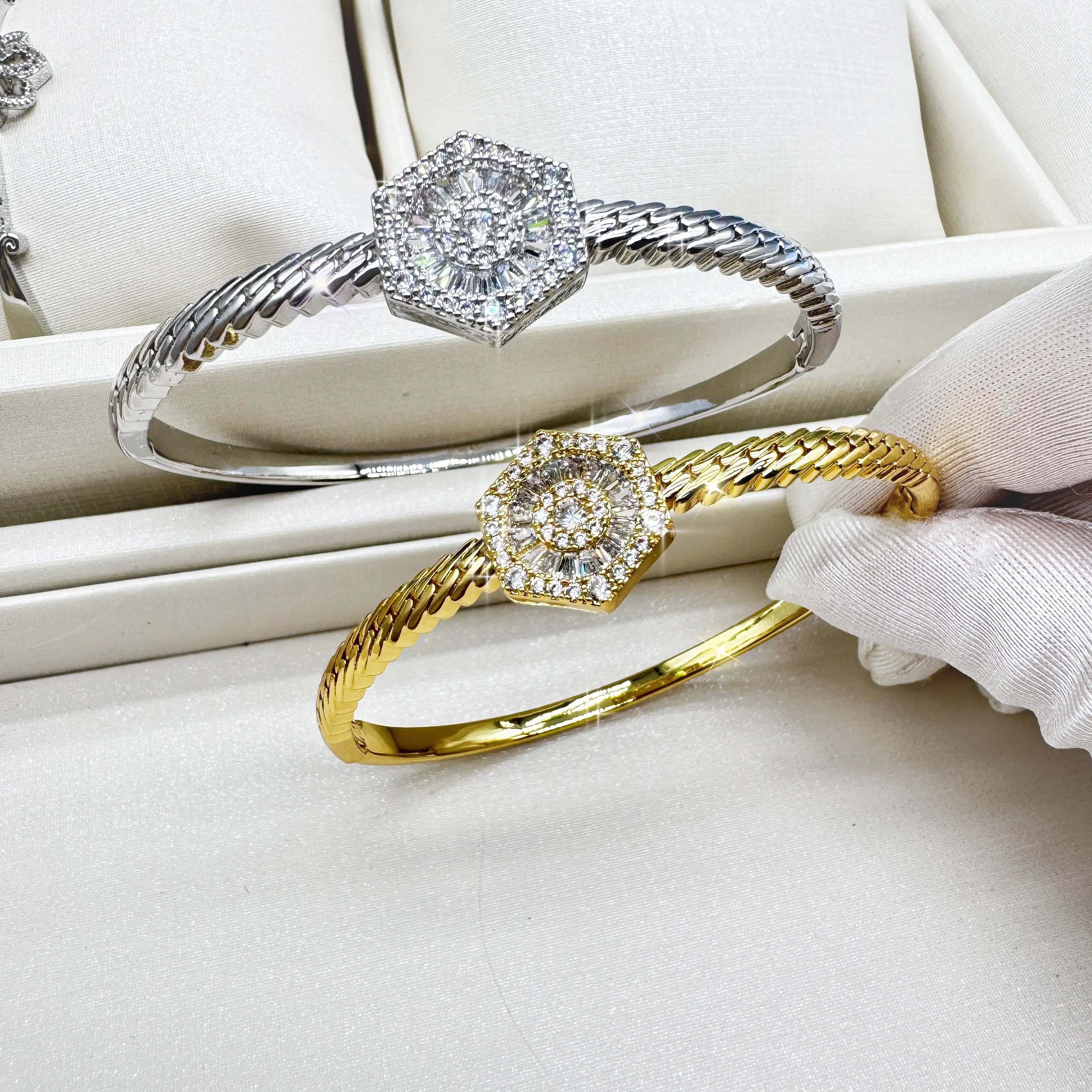 High-end bracelets. Stylish, diamond-encrusted jewelry perfect for parties and everyday wear.