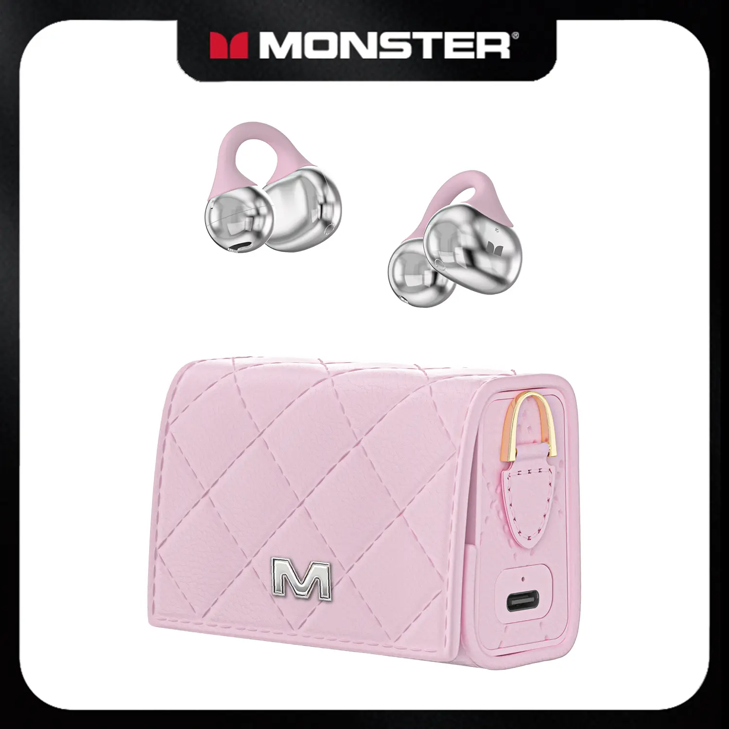 MONSTER Open Ear Clip-On Wireless Earbuds, Bluetooth 6.0, 10mm Bass Drivers, 3.7g Ultra-Light Comfort Fit, Sweatproof Open-Ear Design, 100H Playtime with Mini Purse Case, Gift for Women - SummerWins - DealsForYouDays