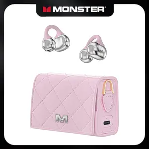 MONSTER Open Ear Clip-On Wireless Earbuds, Bluetooth 6.0, 10mm Bass Drivers, 3.7g Ultra-Light Comfort Fit, Sweatproof Open-Ear Design, 100H Playtime with Mini Purse Case, Gift for Women - SummerWins - DealsForYouDays
