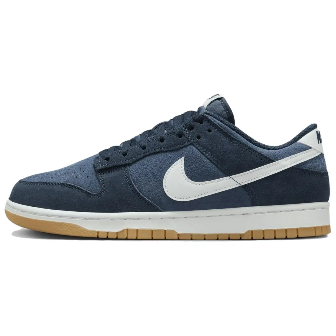 Nike Dunk Low SE 'Armory Navy Gum' Men's Low Top Sports Sneaker - Solid Navy Upper, Gum Sole, Red Accent, Lightweight, Comfortable Fit, True Size, Casual Wear, US M 12