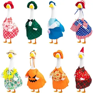 8 Set Shirts Seasonal Holiday Goose Outfits Summer 4th of July Spring All Seasons Lawn Porch Goose Clothes Costume for 23" Cement Statue Garden Patio Outdoor Decoration