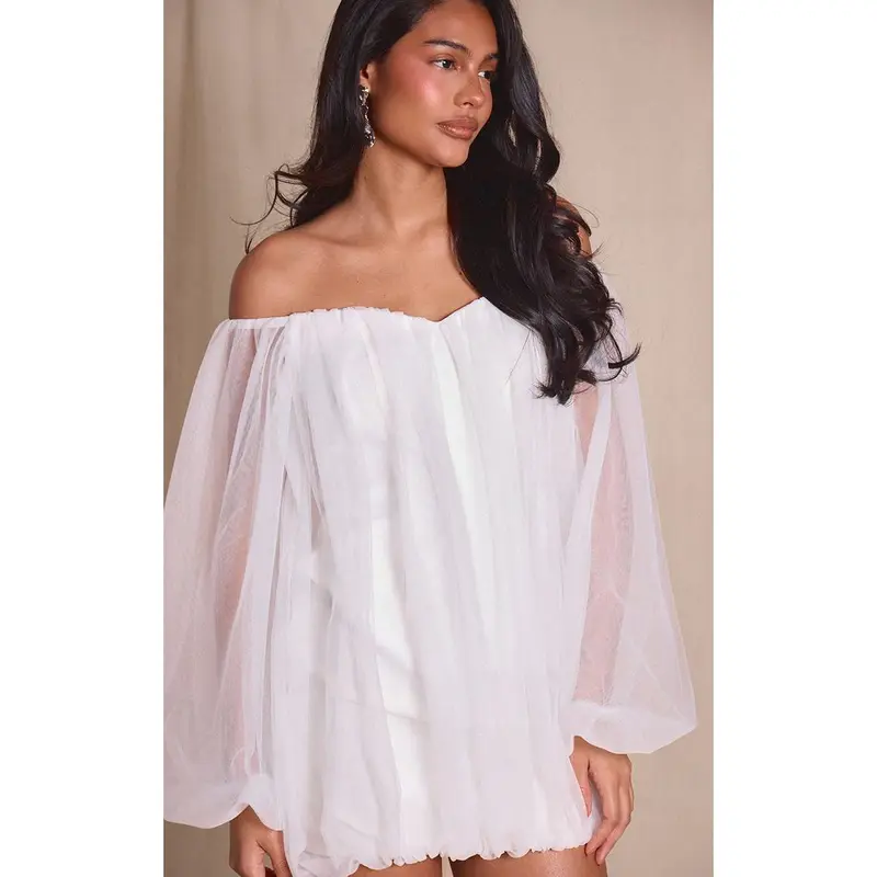 knee length dresses for ladies Black Square Neck Long Sleeve Puffball Mini Dress | Dresses