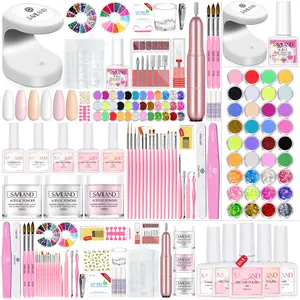 SAVILAND Acrylic Nail Kit – Full Professional Set Including Nail Drill, UV Light, Brushes, Glitter, and Acrylic Powder. Ideal for Home or Salon Use and Holiday Gifting
