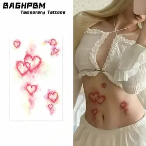 BAGHPBM Pre-Packaged Temporary Tattoos Set of 2 - Heart-Shaped Bruise-Style, Custom Colorful, Waterproof, Low-Toxic Temporary Tattoos for Girls