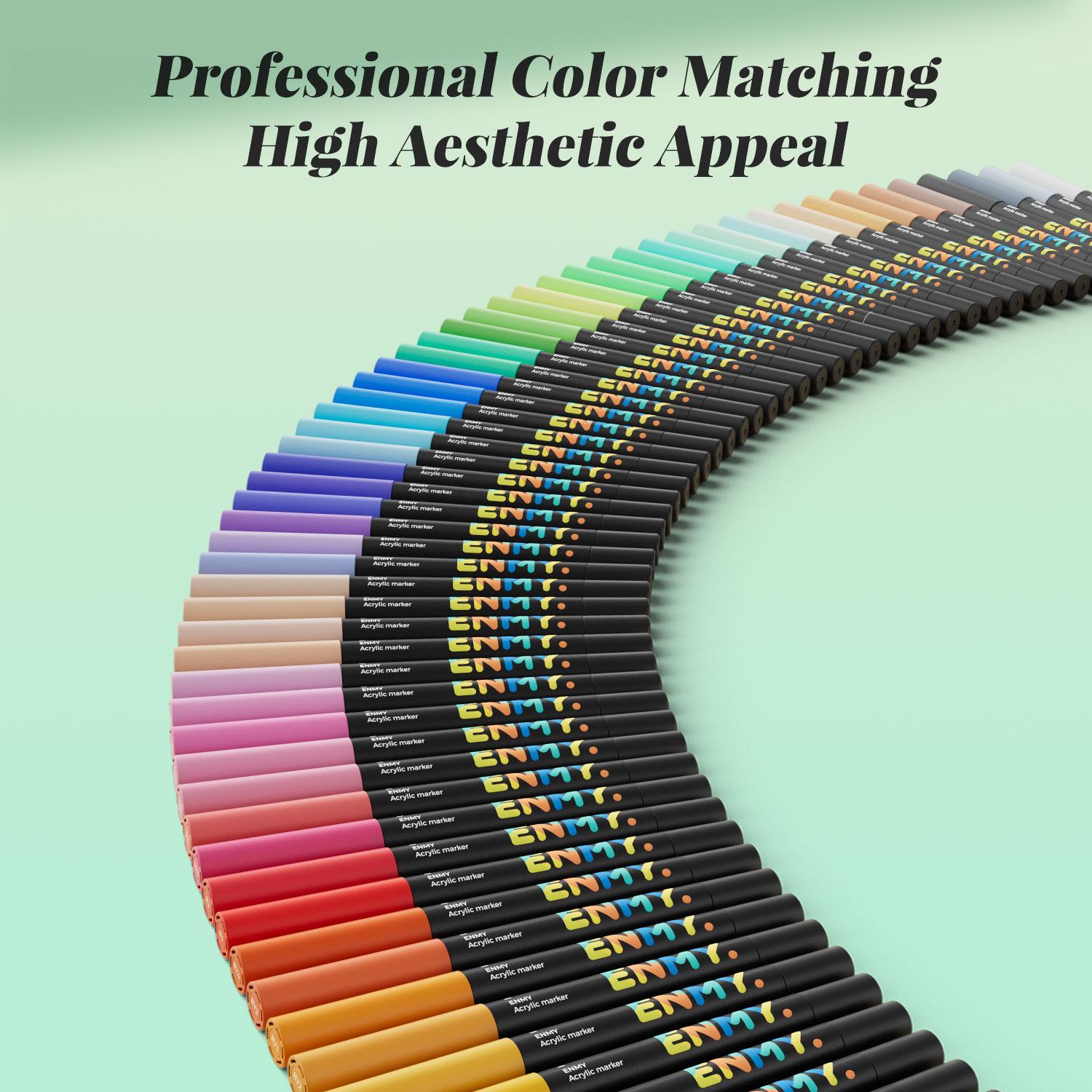 【ENMY】80-color set Acrylic Paint Markers Pen Soft Head Direct Liquid Graffiti Painting QuickDry Pigments Art Supplies for Felt