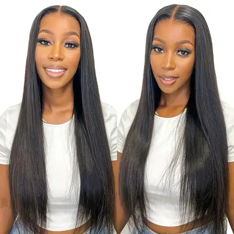 2025 New Vshow Wear Go V Part Wigs Straight Human Hair Wigs No Leave Out Install Straight Hair V Part Wig Breathable Cap