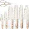 Astercook 7-Piece Kitchen Knives Set - High Carbon Stainless Steel Chef Knives with Non-Stick Ceramic Coating, Rust-Safe Blades, Ergonomic ABS Handle, Bread-Cutting Teeth, Scissors, Dishwasher-Safe for Daily Use Durable Cooking Supplies