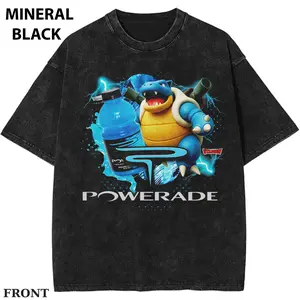 Blast x Powerade Graphic Tee, Anime PKM T-shirt, Electric Blue Turtle Shirt, Gamer Energy Graphic Tee, Anime Streetwear Unisex Shirt