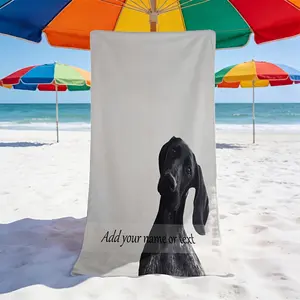 1pc Cozy Custom Print Beach Towel - Personalized with Name/Text & Dog Photo/Text, Quick-Dry, Lightweight Sports Towel for Beach, Pool, Travel