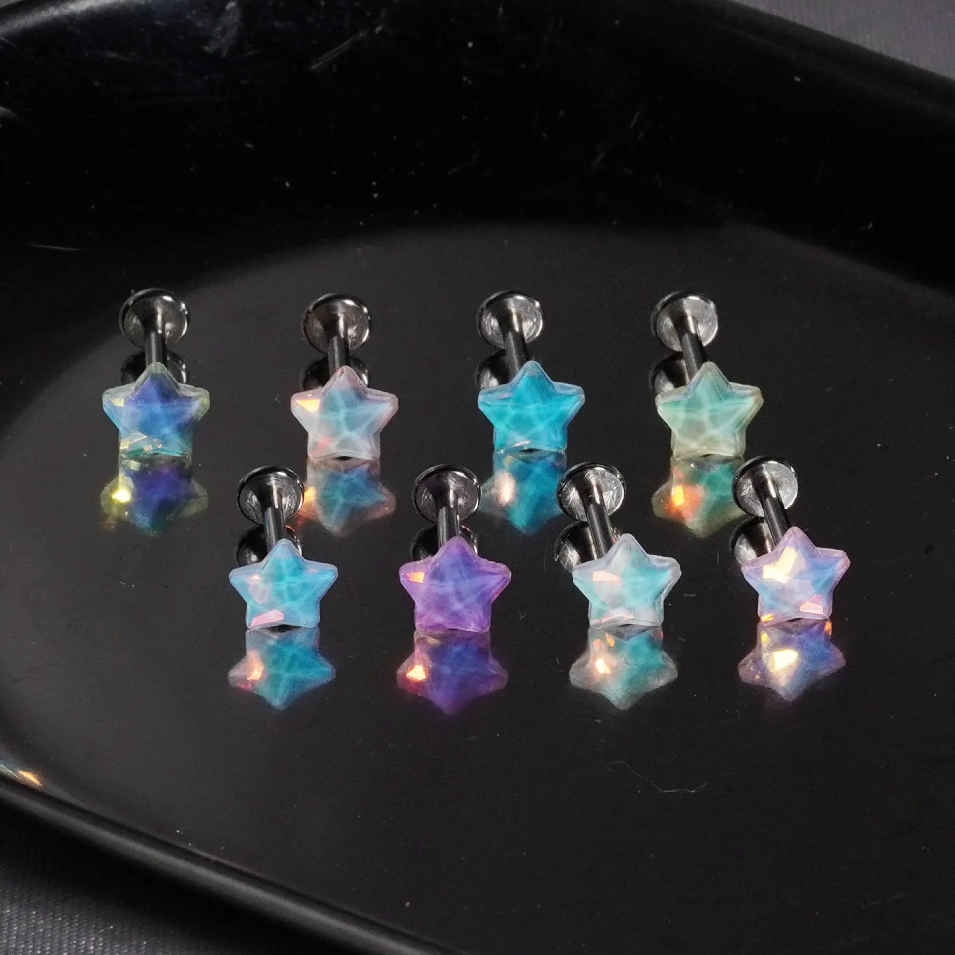Stainless Steel Star Labret Stud - Stainless Steel Star Cartilage Stud, Body Jewelry, Labret Studs Replacement