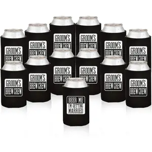 13 Pack Groom and Groomsman Gifts for Wedding Party | Insulating Can Coolers Neoprene, Novelty  Holders | Bachelor Party, Groomsmen Proposal, Backyard, Outdoor and Camping Use |  Accessories