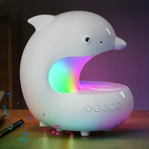 Multi-functional  Speaker Table Lamp Wireless Charger 1200mAh RGB Dolphin Night Light, 15W Charging, used in office, study, bedroom, gift