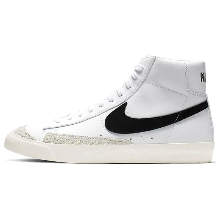Nike Blazer Mid '77 Vintage 'White Black' Men's Classic Retro Sneaker with White Leather Upper & Black Accents All Seasons, Shoe, Sports Shoes, Footwear, Casual, Street Style, Vintage Style, Male, Cushioned Sole, Retro Vibe, True Size, Mid Top