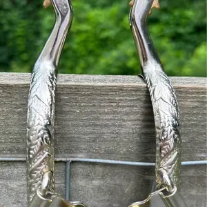 Pair Ladies Western Engraved Spurs Brass Rowels and Buttons