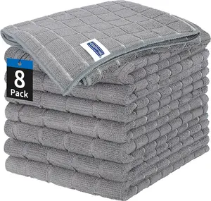 Kitchen Cleaning Towels, 8 Pack Microfiber Hand Dish Towels, 25'' x 15'' Kitchen Washcloth, 270 GSM Checkered Design, All-Purpose Reusable Lint Free & Absorbent Tea Towels for Kitchen Bar Shop Hotel Mirrors