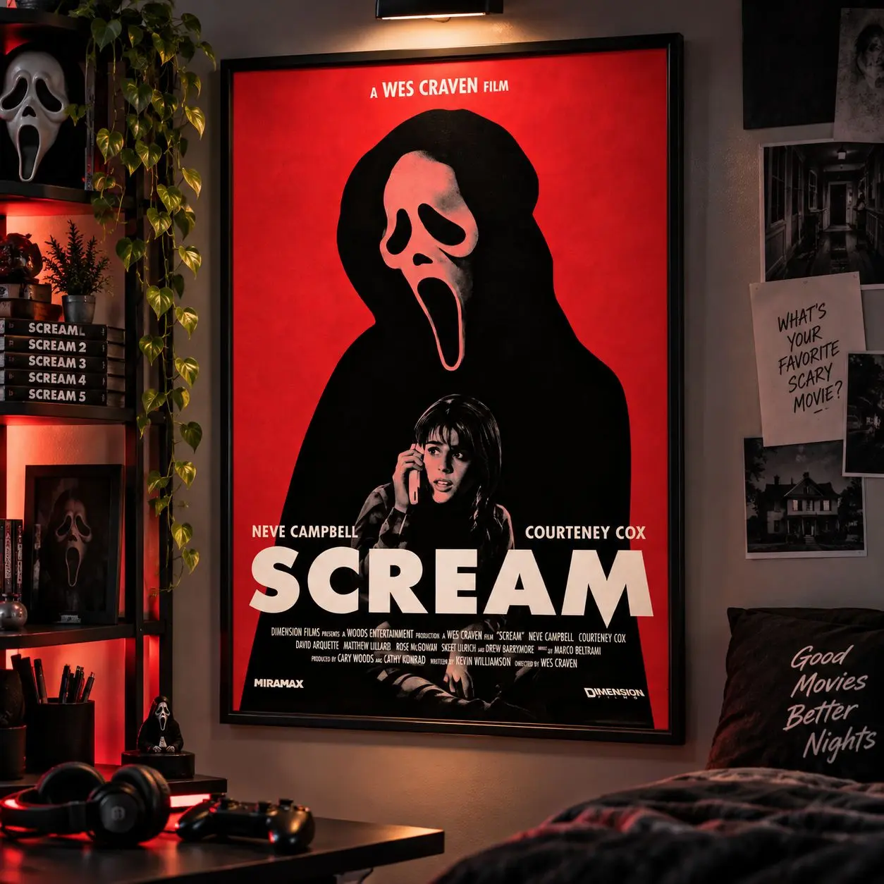 Scream Vintage Movie Poster, Wes Craven Horror Film Wall Print, Ghostface Art Scream Vintage Movie Poster, Wes Craven Horror Film Wall Print, Ghostface Art