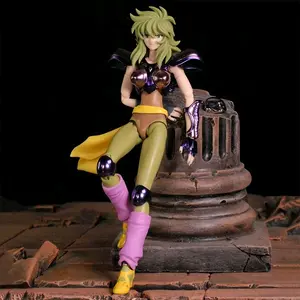 GoodTony Saint Seiya Anime Figure Statue Model - Perfect Gift for Collectors, Green Hair, Purple Outfit, Includes Character Design, Model of a Knight collection