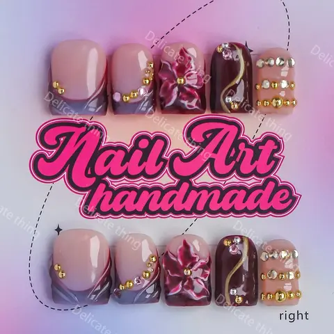 Y2K Style Press-On Nails, 10pcs Handmade Artificial Nails Nail Design, XS-S-M-L Sizes, Perfect for Parties, Includes Jelly Glue, Crystal Stick, File, Nails Press Ons