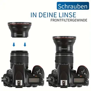 Wide-angle lens, Photography equipment, compatible with Canon, Nikon, Sony cameras - 0.43x optical zoom - Compact lightweight lens, suitable for video shooting, photography, DSLR, beginners and professionals - Supports autofocus function