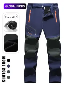 Men's Waterproof Softshell Sports Hiking Pants with Fleece Lining, Reinforced Knees, Belt Included, Multiple Colors for Outdoor Adventure