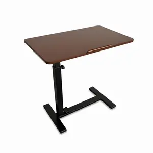 A wheeled adjustable bedside table, a portable dining table with adjustable height and inclination, suitable for dining, working and reading