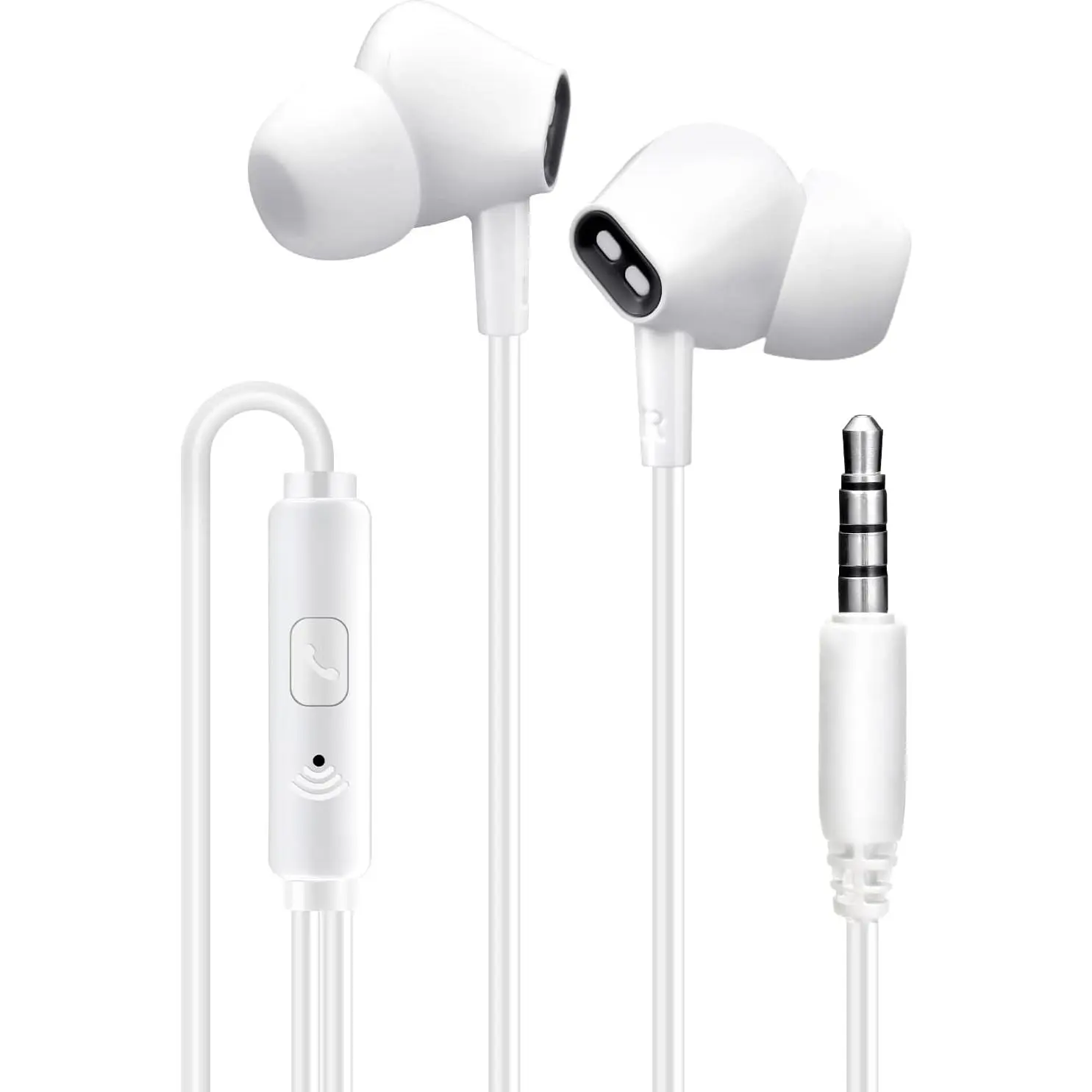 Wired Earbuds Headphones for School with Microphone Noise Isolating Stereo Bass in-Ear Earphones – for Smartphones, Tablets, Schools, Ipads, Multiuse - 3.5mm Plug in Audio Jack - White