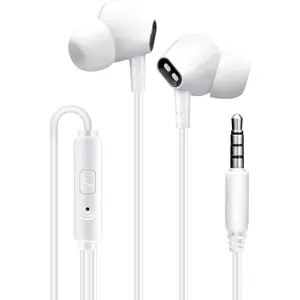 Wired Earbuds Headphones for School with Microphone Noise Isolating Stereo Bass in-Ear Earphones – for Smartphones, Tablets, Schools, Ipads, Multiuse - 3.5mm Plug in Audio Jack - White