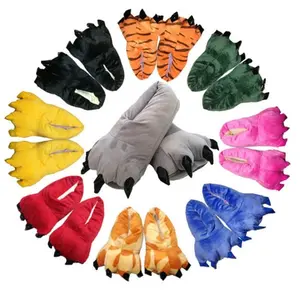 Winter Warm Soft Indoor Floor Slippers Women Men Shoes Paw Funny Animal Christmas Monster Dinosaur Claw Plush Home Random Lining
