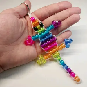 Pony Bead Lizard Keychain Handmade 90s Bead Pet Kandi Keychain Cute Colorful Bag Accessory for Stylish Outfits