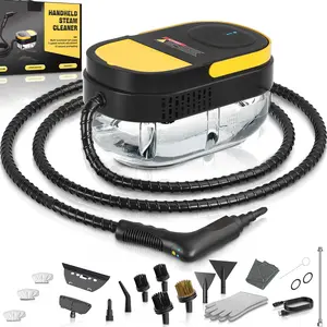 Gautye Steam Cleaner, 3 Level Adjustable Handle, 15s Heat Up, 1.69 Quarts Tank, Handle Steam Cleaner for Home with 15 Accessories, Steamer for Cleaning for Kitchen, Grout, Dirt, Tile, Floor, Car,Black