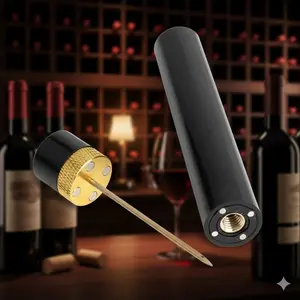 Pneumatic Pressure Wine Opener: Stainless Steel Anti-Slip Grip, Professional Corkscrew Tool for Bar, Kitchen, Camping & Picnic. Portable Design, Opens Bottles Effortlessly. Durable & Efficient for Home Gatherings & Outdoor Activities.