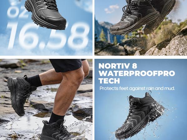 NORTIV 8 Men's Waterproof PRO Hiking Boots Lightweight Outdoor Trekking Camping Climbing Shoes for All Day Comfort Armadillo FieldLite
