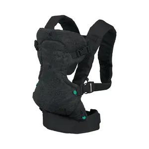 Hands-Free Baby Wrap Carrier, Flip 4-in-1 Advanced Carrier, Convertible Face in or Out or Front, Adjustable Ergonomic Carrier, Travel with Baby Easily, Relieve Fatigue, Newborns and Older Babies, Maximum Load Bearing 32 lbs, Black