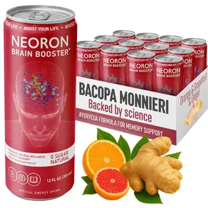 NEORON Focus + Calm  Sugar-Free Nootropic Drink for Clear Thinking, Stress Support & Energy Boost – 12-Pack, Ginger, Orange & Grapefruit