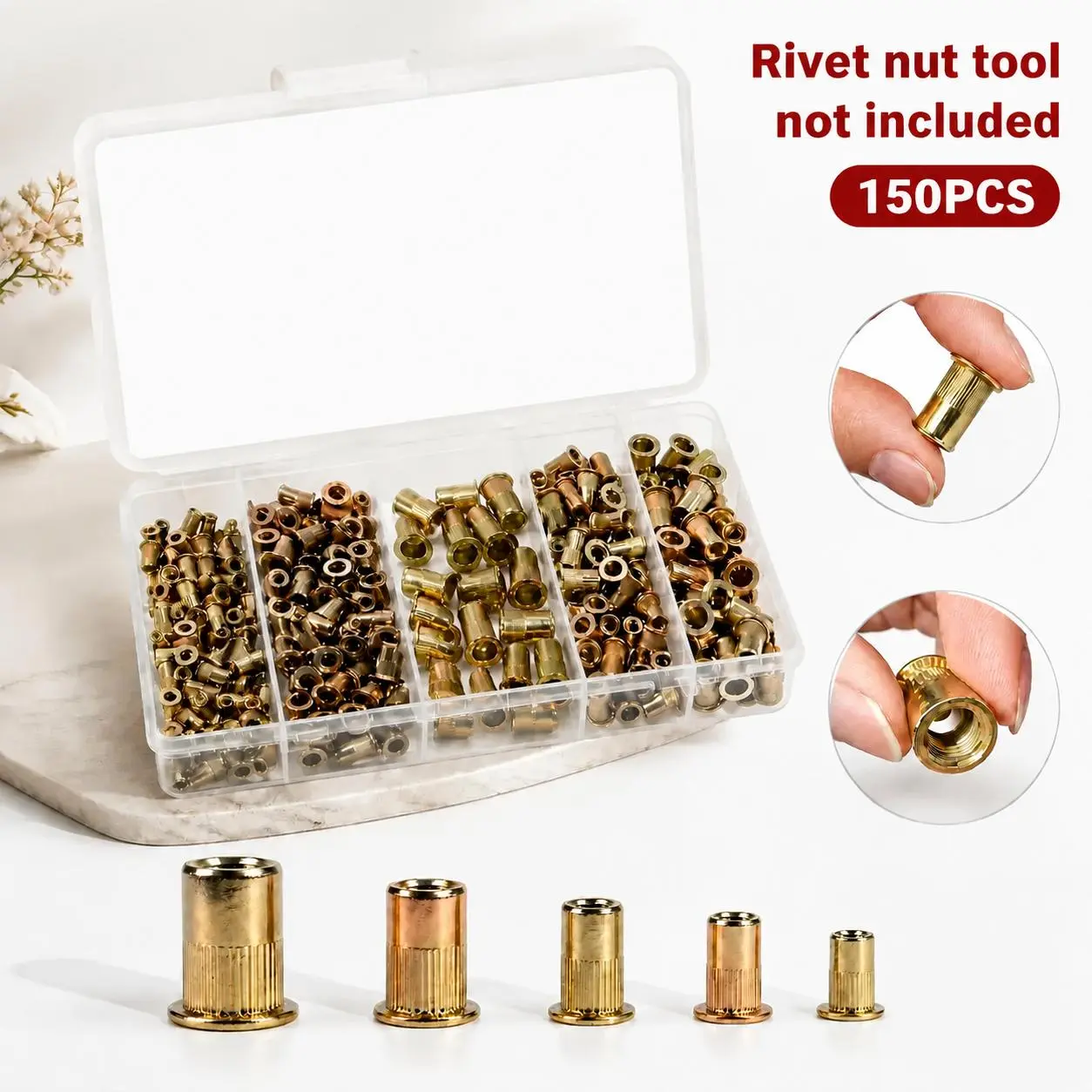 Head Rivet Nut Tool, M3 M4 M5 M6 M8 Rivnut Kit, Carbon Steel Rivnut Set, Threaded Rivet Nut Kit, Manual Riveter Rivnuts Tool Accessory for Automotive Repair Warehouses,fathersdaygift