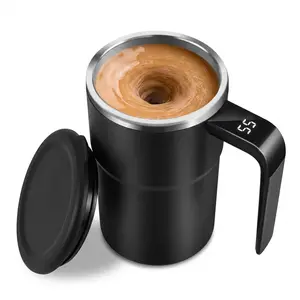 Electric Self-stirring Coffee Mug Magnetic Stirring Cup Rechargeable Automatic Mixing Cup w/LCD Thermometer for Milk/Cocoa at Office/Kitchen/Travel