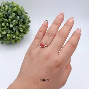 MINARA 950 Silver CUARZO CHERRY Twisted Ring - Anillo Entorchado