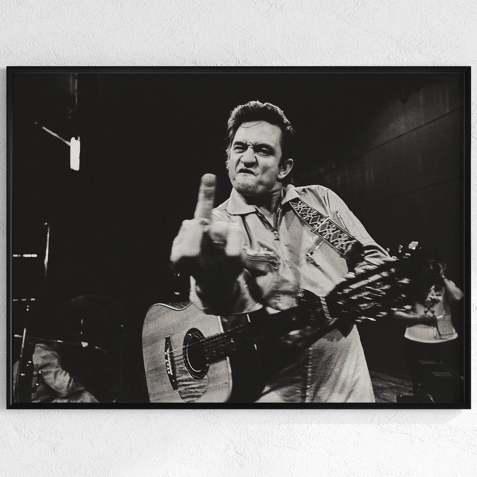 Johnny Cash Middle Finger Photo Poster - San Quentin Prison Iconic Concert Print