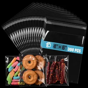 300 count 4x6 Inches Clear Self Sealing Cellophane Bags, Resealable Cookie Bags, Candy and Products