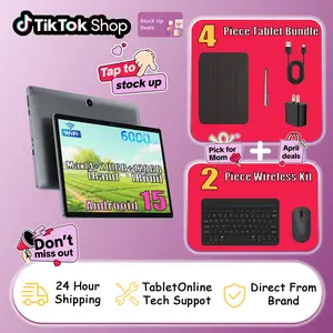 [MothersDayGift]2026 new's tablets MaxPad10.1" IPS Android 15 Tablet Max24[4+20]GB RAM 128GB ROM Bundle with Keyboard Case Mouse Stylus Pre-installed Screen Protector Type-C Charging Large Storage Bluetooth 6000mAh Battery Adapter gift for Mother's Day