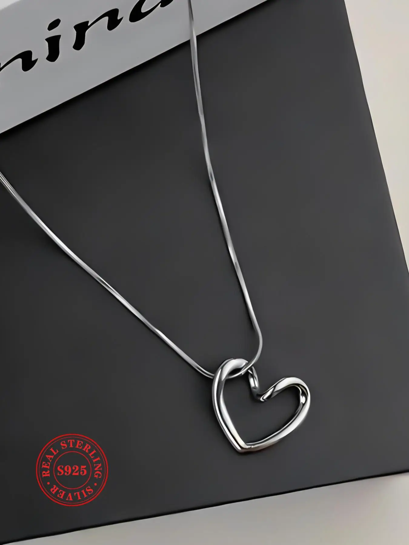S925 Sterling Silver Hollow Out Heart Design Pendant Necklace for Women, Fashion Pendant Necklace for Party, Daily Decor, Trendy All-match & Exquisite