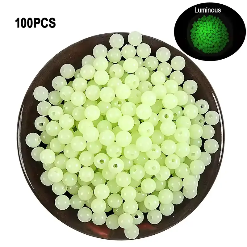 Luminous Beads Fishing Space Beans - 4mm 5mm 6mm Rubber Lure Float Balls (100pcs/bag) – Glowing Light for Outdoor Fishing Tackle