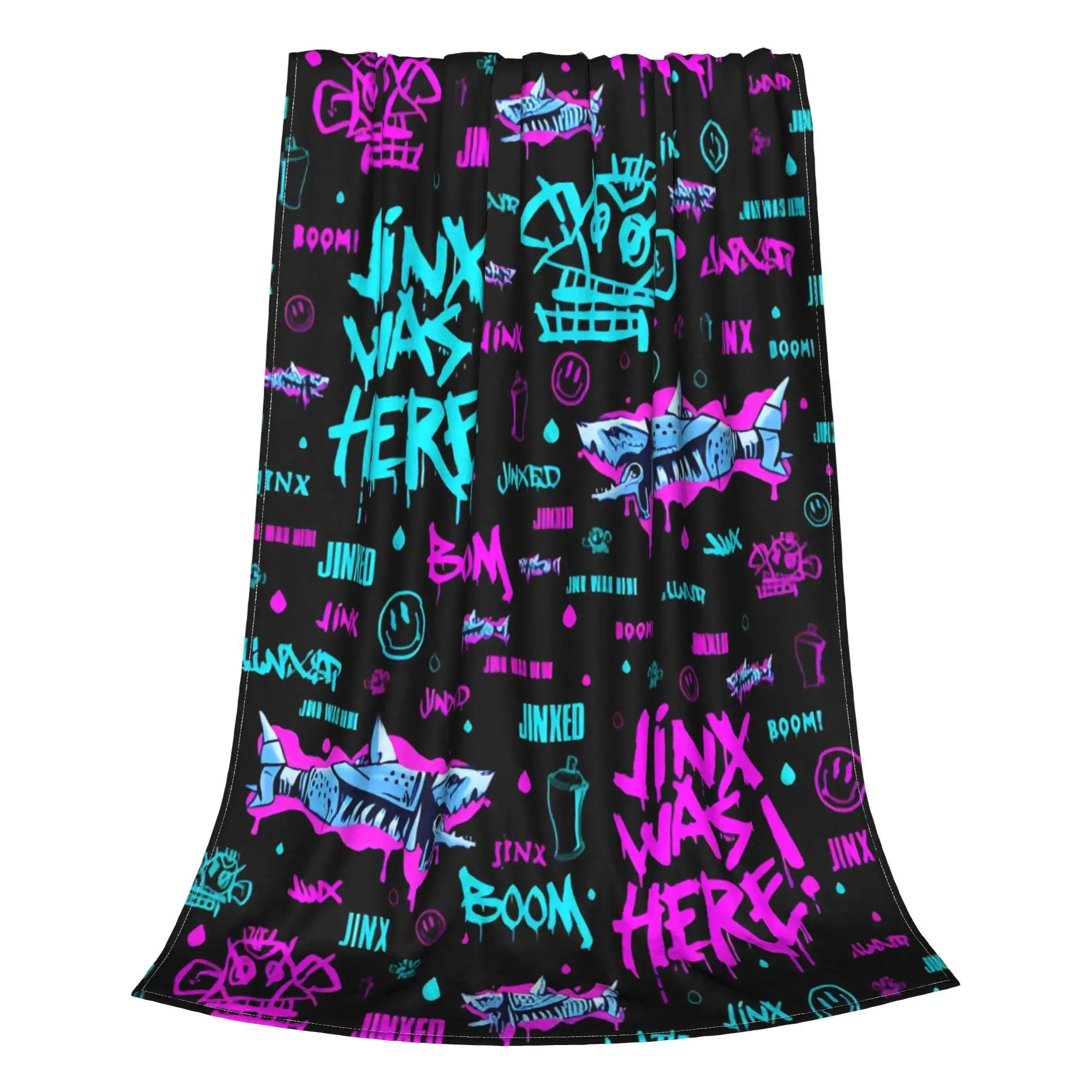 Jinx Arcane League of Legends Flannel Blanket - Super Soft Plush Multi Purpose Cozy Chic Machine Washable Throw Blanket for Sofa, Bedroom, Home House Decor