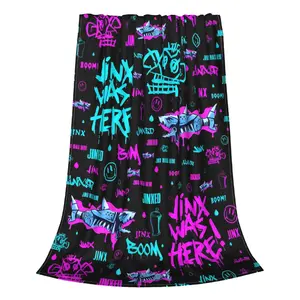 Jinx Arcane League of Legends Flannel Blanket, Super Soft Plush Throw Blanket for Sofa, Couch, Bedroom Quilt, Gaming Room Decor