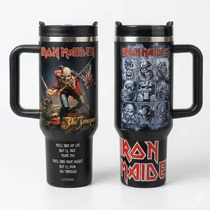 Iron Maiden 2026 Band Cup 40 oz Tumbler With Handle, Iron Maiden 2026 Tour, Rock Band Merch