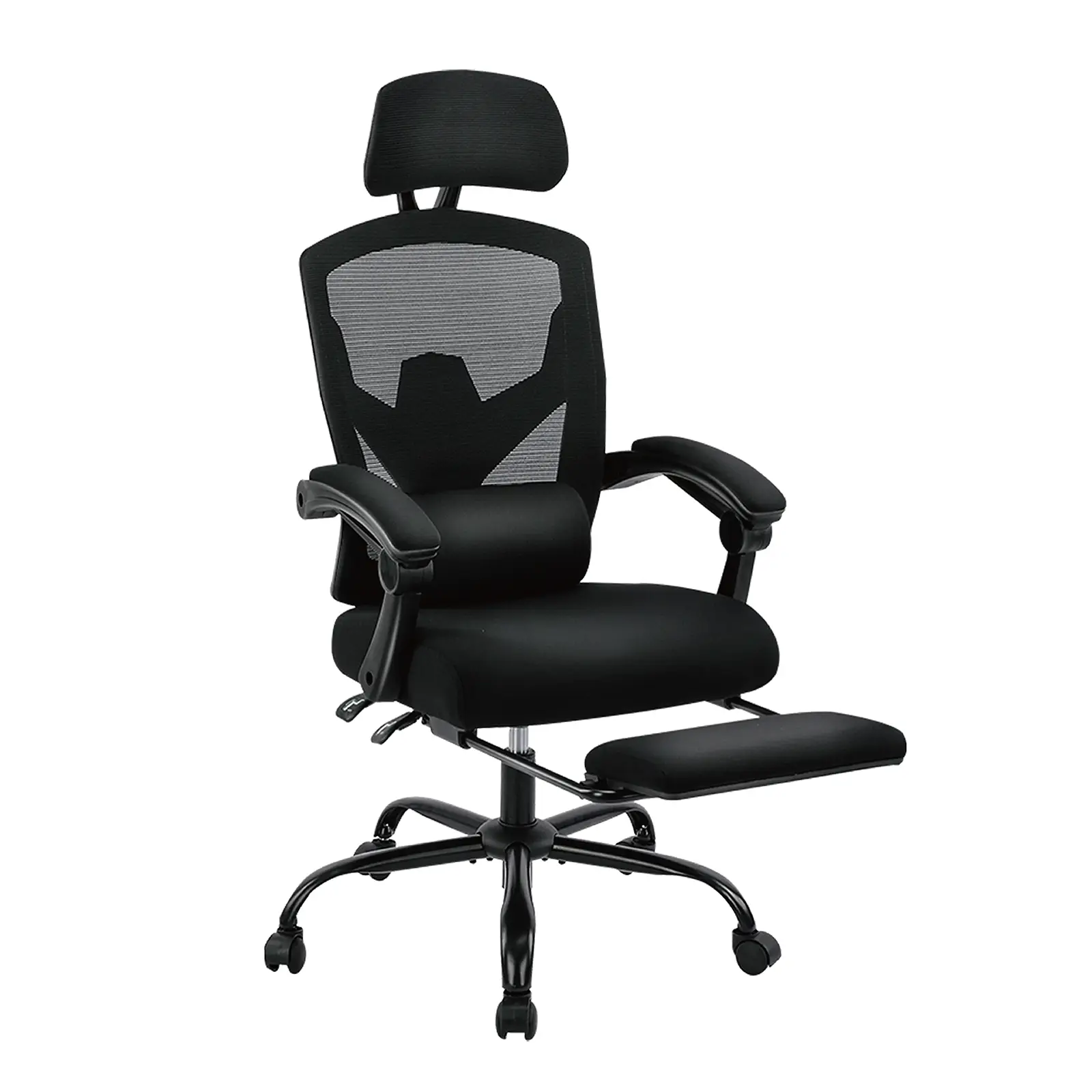 Height Adjustable High Back Ergonomic Office Chair with Lumbar Pillow & Retractable Footrest, Padded Armrests and Adjustable Headrest